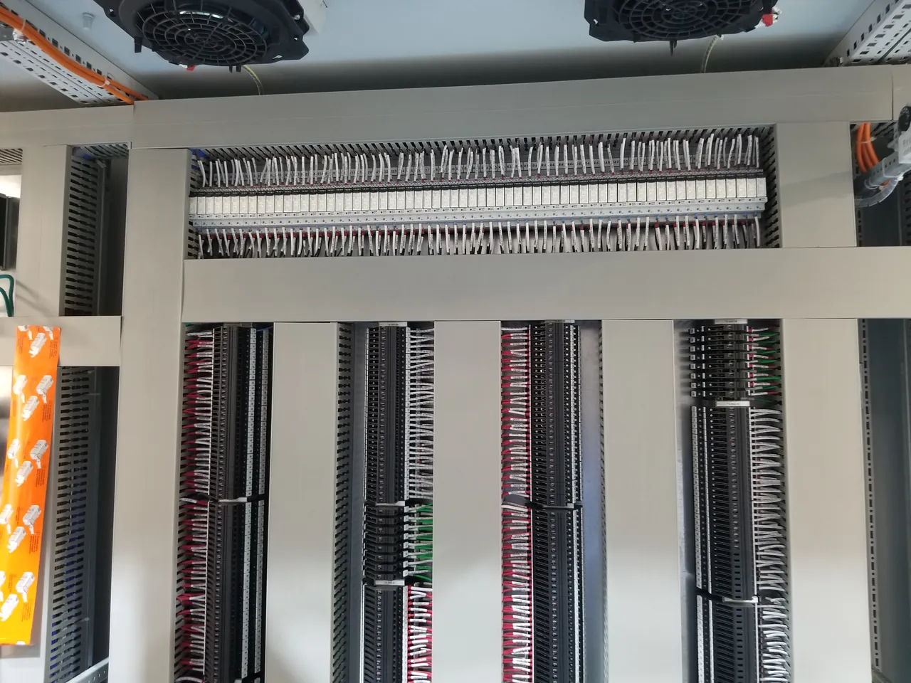 Marshalling cabinets with terminal rows, panel build
