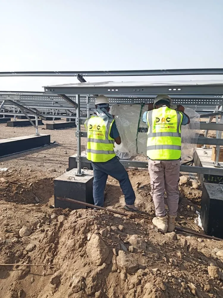 DAC team installing PV plant equipment