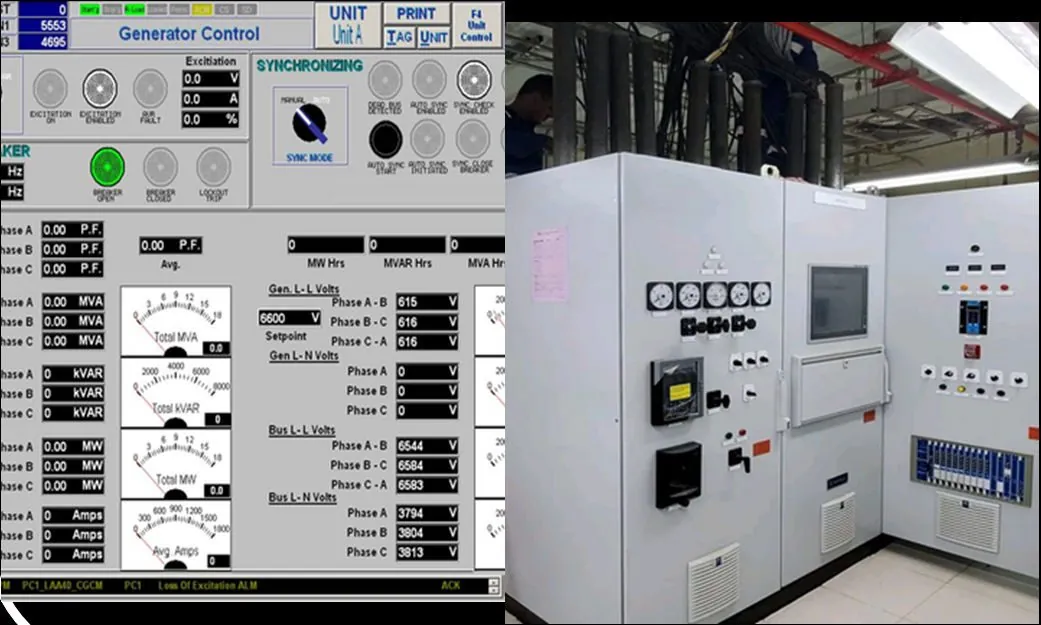 Synchronisation HMI on a generator control panel